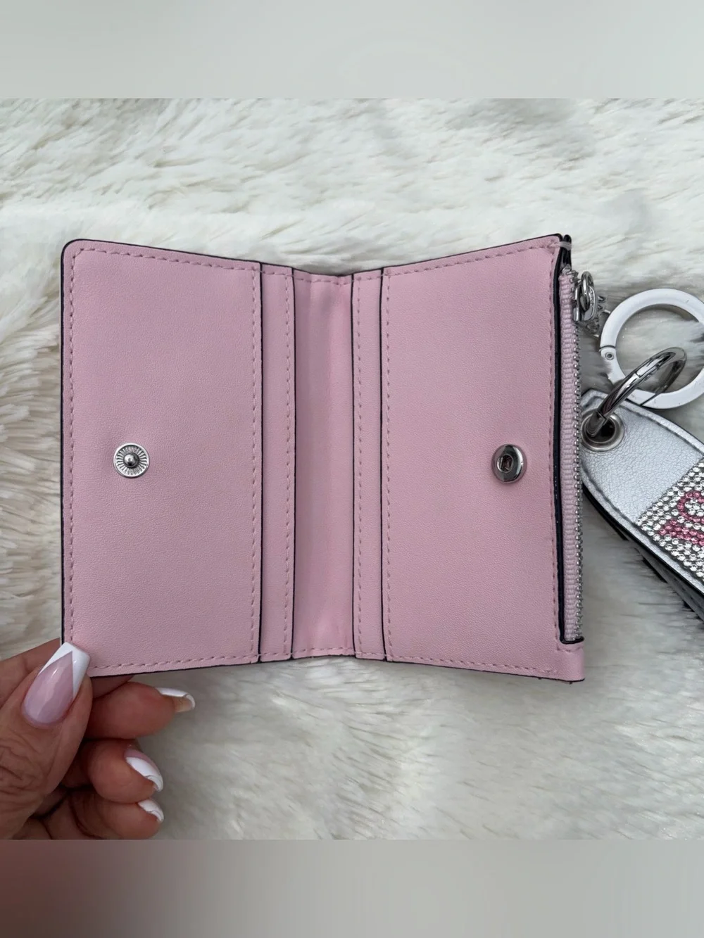 Victoria's Secret Pink & White Stripe Wallet + Rhinestone Wristlet Strap